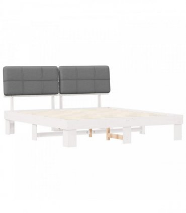 vidaXL Bed Frame with Upholstered Headboard Light Grey 180 x 200 cm