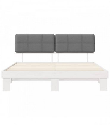 vidaXL Bed Frame with Upholstered Headboard Light Grey 180 x 200 cm