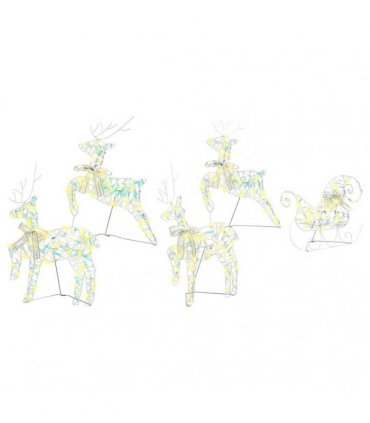 vidaXL LED Reindeers 5 pcs 40 LEDs Multicoulur 42 x 15 x 64 cm PET
