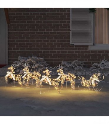 vidaXL LED Reindeers 5 pcs 40 LEDs Multicoulur 42 x 15 x 64 cm PET