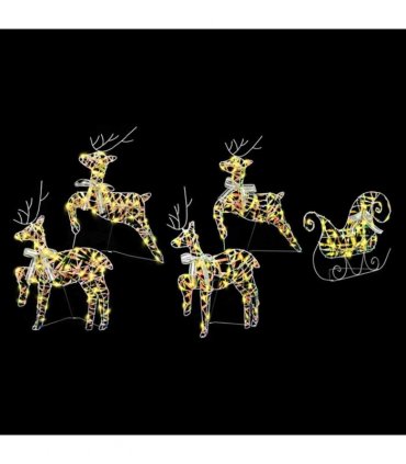 vidaXL LED Reindeers 5 pcs 40 LEDs Multicoulur 42 x 15 x 64 cm PET