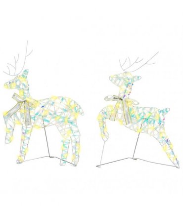 vidaXL LED Reindeers 5 pcs 40 LEDs Multicoulur 42 x 15 x 64 cm PET