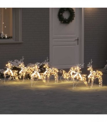 vidaXL LED Reindeers 7 pcs 40 LEDs Multicoulur 42 x 15 x 64 cm PET