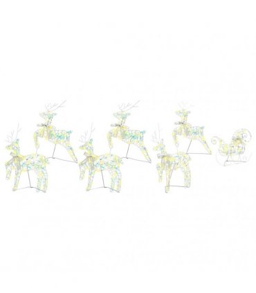vidaXL LED Reindeers 7 pcs 40 LEDs Multicoulur 42 x 15 x 64 cm PET