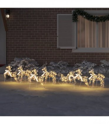 vidaXL LED Reindeers 7 pcs 40 LEDs Multicoulur 42 x 15 x 64 cm PET