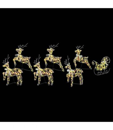 vidaXL LED Reindeers 7 pcs 40 LEDs Multicoulur 42 x 15 x 64 cm PET