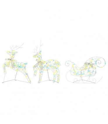 vidaXL LED Reindeers 7 pcs 40 LEDs Multicoulur 42 x 15 x 64 cm PET