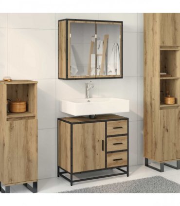 vidaXL Bathroom Furniture Set 2 pcs Artisan Oak Engineered Wood