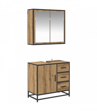 vidaXL Bathroom Furniture Set 2 pcs Artisan Oak Engineered Wood