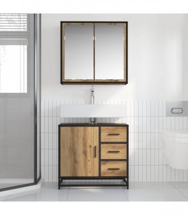 vidaXL Bathroom Furniture Set 2 pcs Artisan Oak Engineered Wood