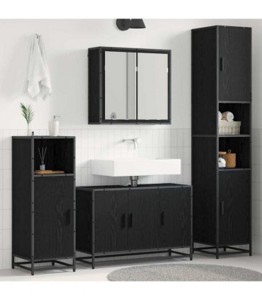 vidaXL Bathroom Furniture Set 4 pcs Black Oak 90 x 33 x 60 cm