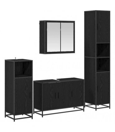 vidaXL Bathroom Furniture Set 4 pcs Black Oak 90 x 33 x 60 cm
