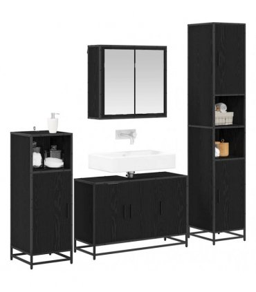 vidaXL Bathroom Furniture Set 4 pcs Black Oak 90 x 33 x 60 cm