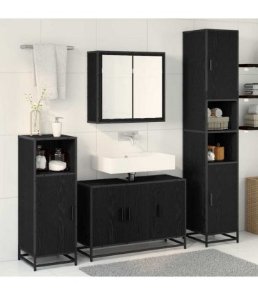 vidaXL Bathroom Furniture Set 4 pcs Black Oak 90 x 33 x 60 cm