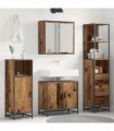 vidaXL Bathroom Furniture Set 3 pcs Old Wood Engineered Wood