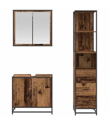vidaXL Bathroom Furniture Set 3 pcs Old Wood Engineered Wood