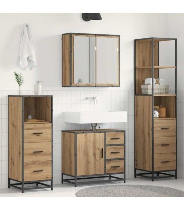 vidaXL Bathroom Furniture Set 4 pcs Artisan Oak Engineered Wood