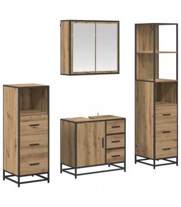 vidaXL Bathroom Furniture Set 4 pcs Artisan Oak Engineered Wood