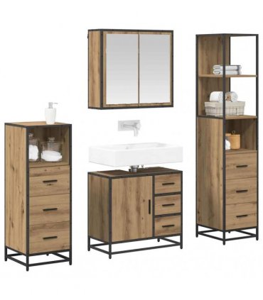 vidaXL Bathroom Furniture Set 4 pcs Artisan Oak Engineered Wood