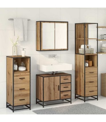 vidaXL Bathroom Furniture Set 4 pcs Artisan Oak Engineered Wood