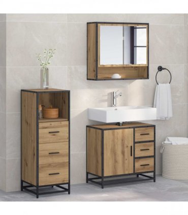 vidaXL Bathroom Furniture Set 3 pcs Artisan Oak Engineered Wood