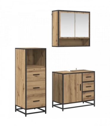 vidaXL Bathroom Furniture Set 3 pcs Artisan Oak Engineered Wood