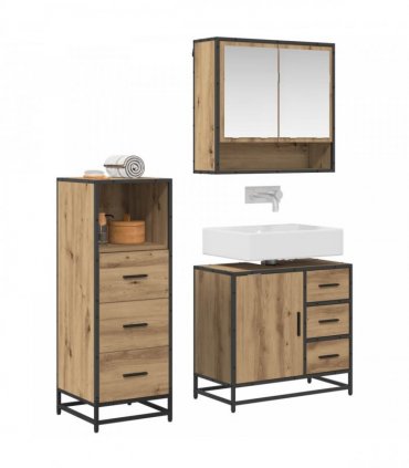 vidaXL Bathroom Furniture Set 3 pcs Artisan Oak Engineered Wood