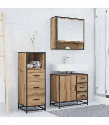 vidaXL Bathroom Furniture Set 3 pcs Artisan Oak Engineered Wood