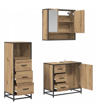 vidaXL Bathroom Furniture Set 3 pcs Artisan Oak Engineered Wood