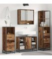 vidaXL Bathroom Furniture Set 4 pcs Old Wood Engineered Wood