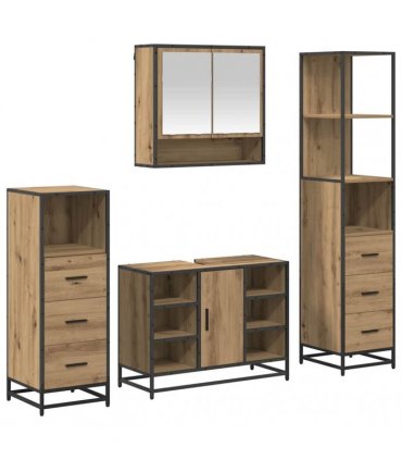 vidaXL Bathroom Furniture Set 4 pcs Artisan Oak Engineered Wood