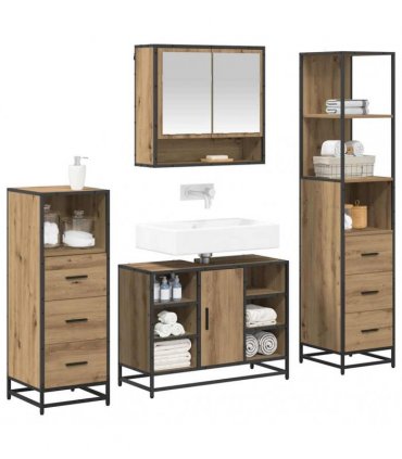 vidaXL Bathroom Furniture Set 4 pcs Artisan Oak Engineered Wood
