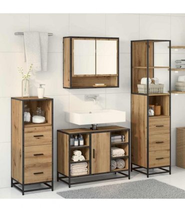 vidaXL Bathroom Furniture Set 4 pcs Artisan Oak Engineered Wood