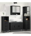 vidaXL Bathroom Furniture Set 4 pcs Black Oak Engineered Wood