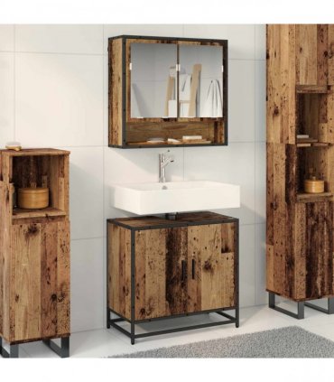 vidaXL Bathroom Furniture Set 2 pcs Old Wood Engineered Wood