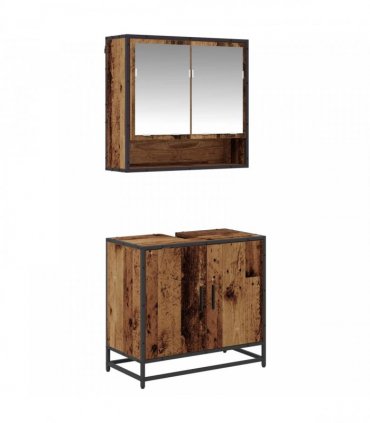 vidaXL Bathroom Furniture Set 2 pcs Old Wood Engineered Wood
