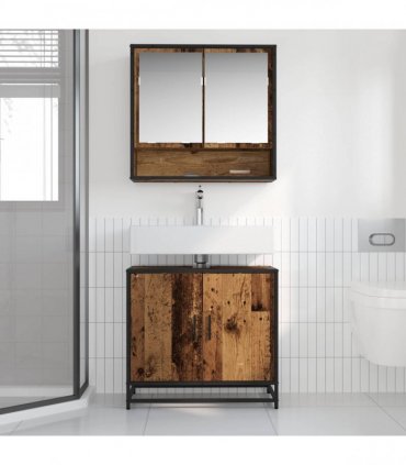 vidaXL Bathroom Furniture Set 2 pcs Old Wood Engineered Wood