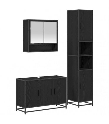 vidaXL Bathroom Furniture Set 3 pcs Black Oak 35 x 37.5 x 188.5 cm