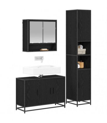 vidaXL Bathroom Furniture Set 3 pcs Black Oak 35 x 37.5 x 188.5 cm