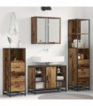 vidaXL Bathroom Furniture Set 4 pcs Old Wood Engineered Wood