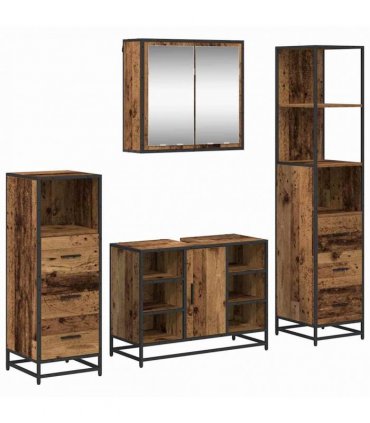 vidaXL Bathroom Furniture Set 4 pcs Old Wood Engineered Wood