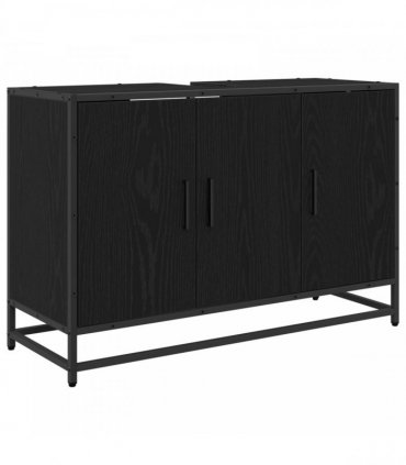vidaXL Bathroom Furniture Set 2 pcs Black Oak Engineered Wood