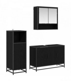 vidaXL Bathroom Furniture Set 3 pcs Black Oak Engineered Wood
