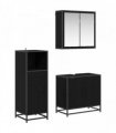 vidaXL Bathroom Furniture Set 3 pcs Black Oak Engineered Wood