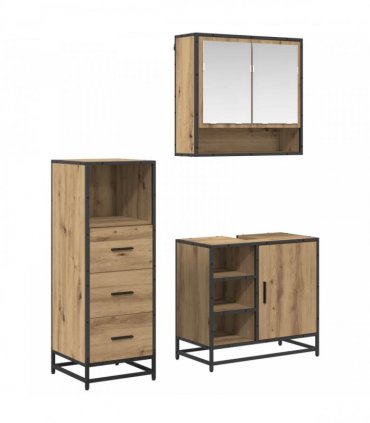 vidaXL Bathroom Furniture Set 3 pcs Artisan Oak Engineered Wood