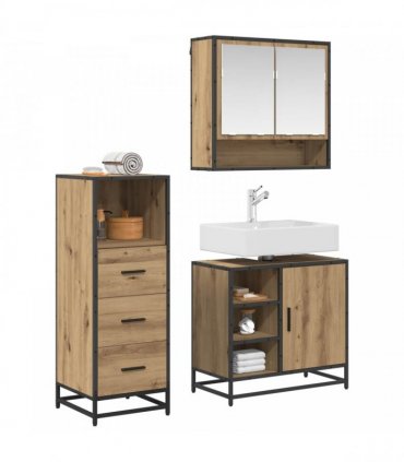 vidaXL Bathroom Furniture Set 3 pcs Artisan Oak Engineered Wood