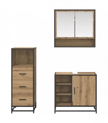 vidaXL Bathroom Furniture Set 3 pcs Artisan Oak Engineered Wood