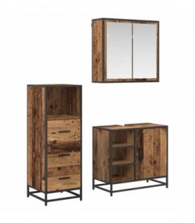 vidaXL Bathroom Furniture Set 3 pcs Old Wood Engineered Wood