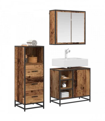 vidaXL Bathroom Furniture Set 3 pcs Old Wood Engineered Wood