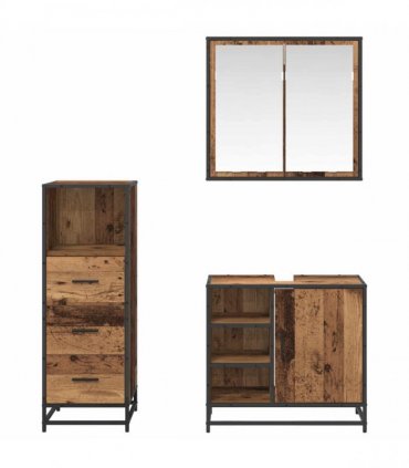 vidaXL Bathroom Furniture Set 3 pcs Old Wood Engineered Wood